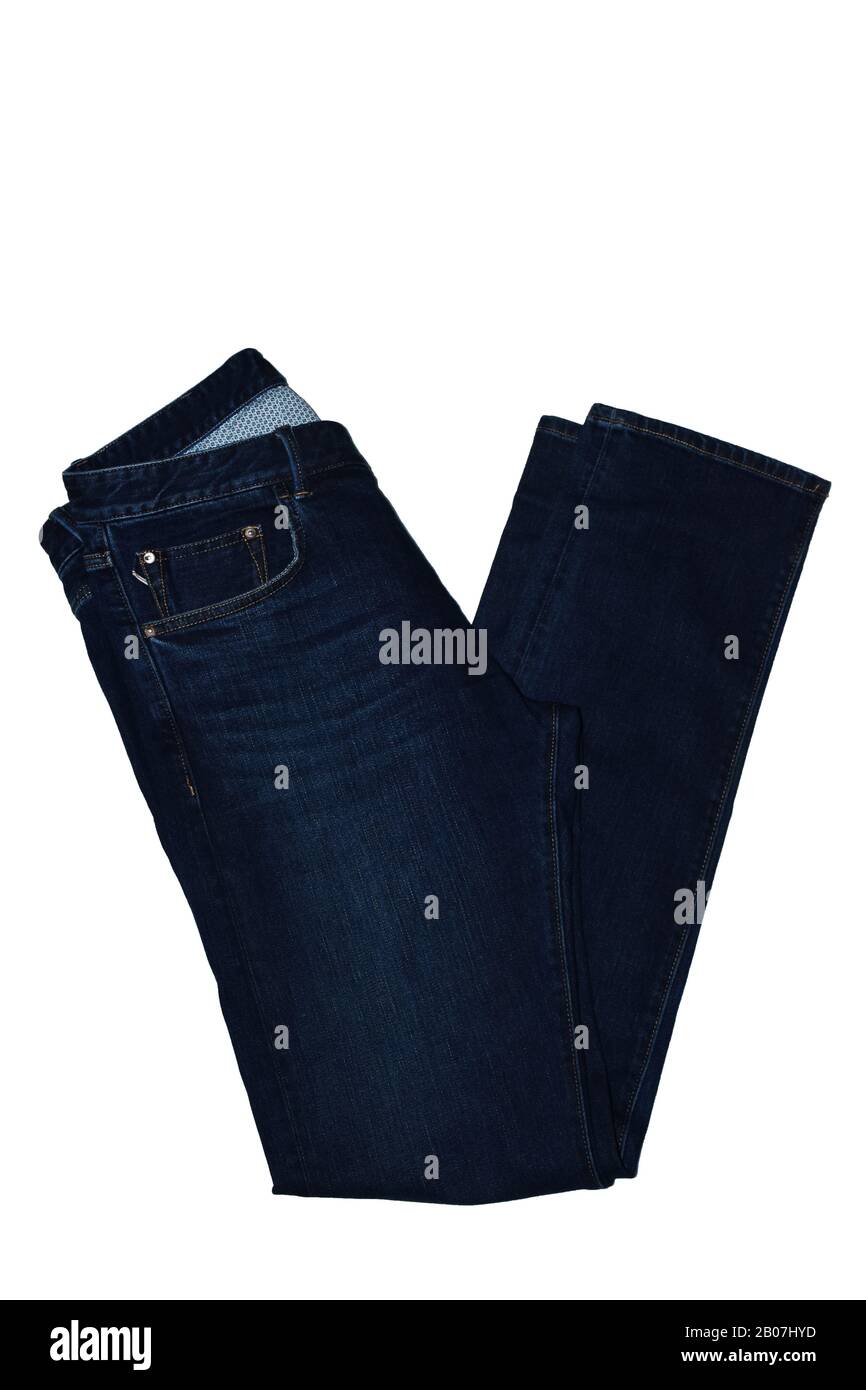 Set of Colorful shades of blue jeans trousers isolated in style light
