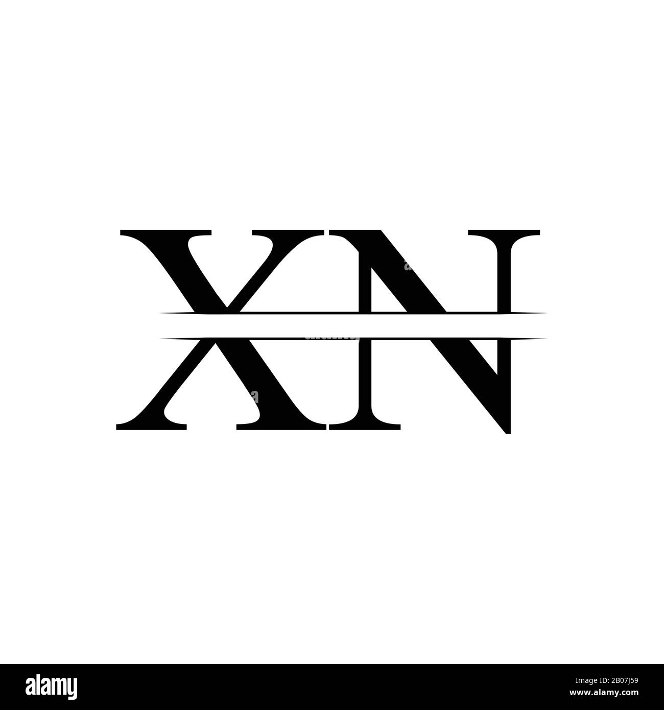 Creative Letter XN Logo Vector With black Colors. Abstract Linked Letter XN Logo Design Stock Vector