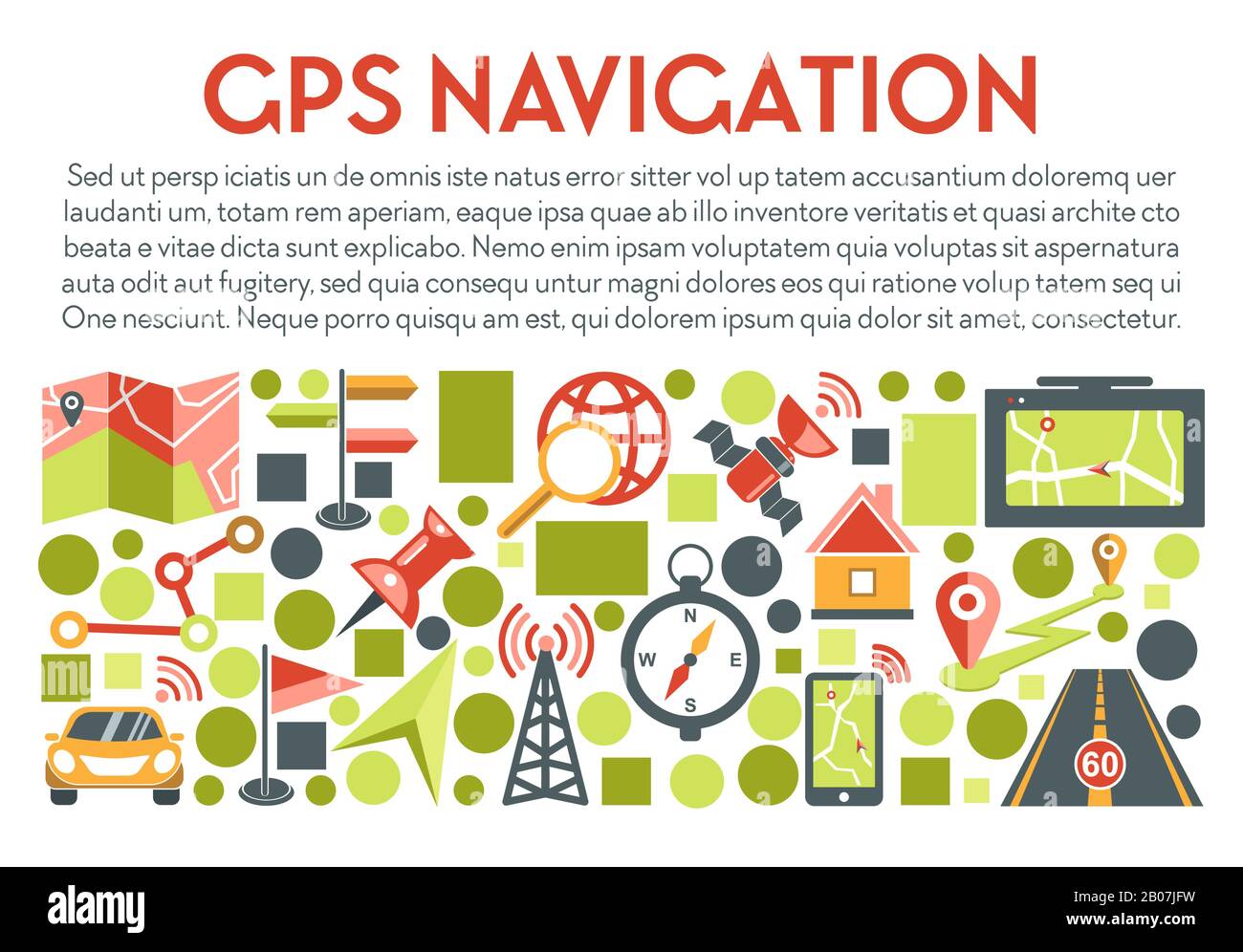 GPS navigation banner with navigator app icons and text Stock Vector Image  & Art - Alamy