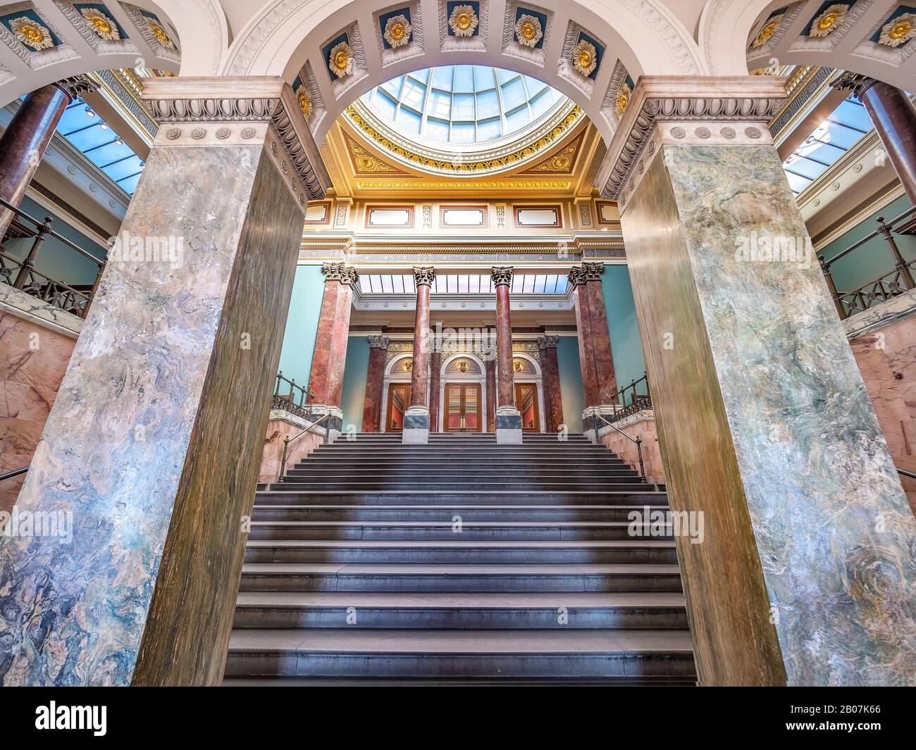 London, United Kingdom. Circa November 2019. Interior of the main hall of the National Gallery museum, one of the most important cultural sightseeing Stock Photo