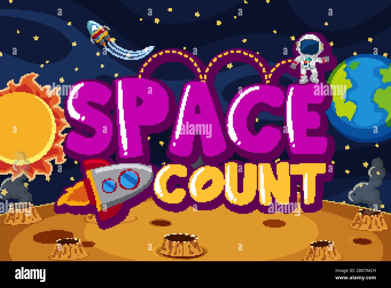 Poster design with astronaut and spaceship in the space illustration ...