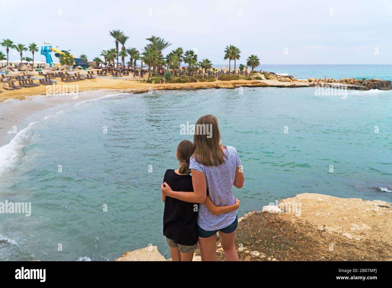 Family enjoying vacation on Latchi Adams Beach in Ayia Napa, Cyprus Stock Photo Alamy