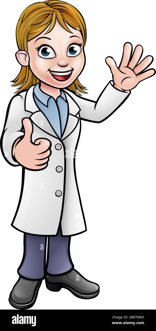 Cartoon Woman Scientist Doctor or Lab Tech Stock Vector