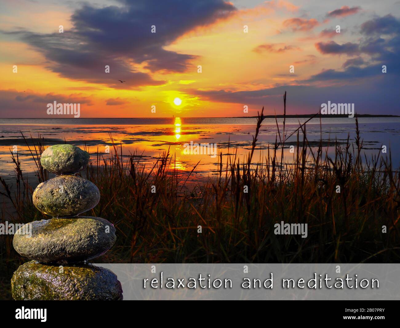 relaxation and meditation background north Sea Stock Photo - Alamy