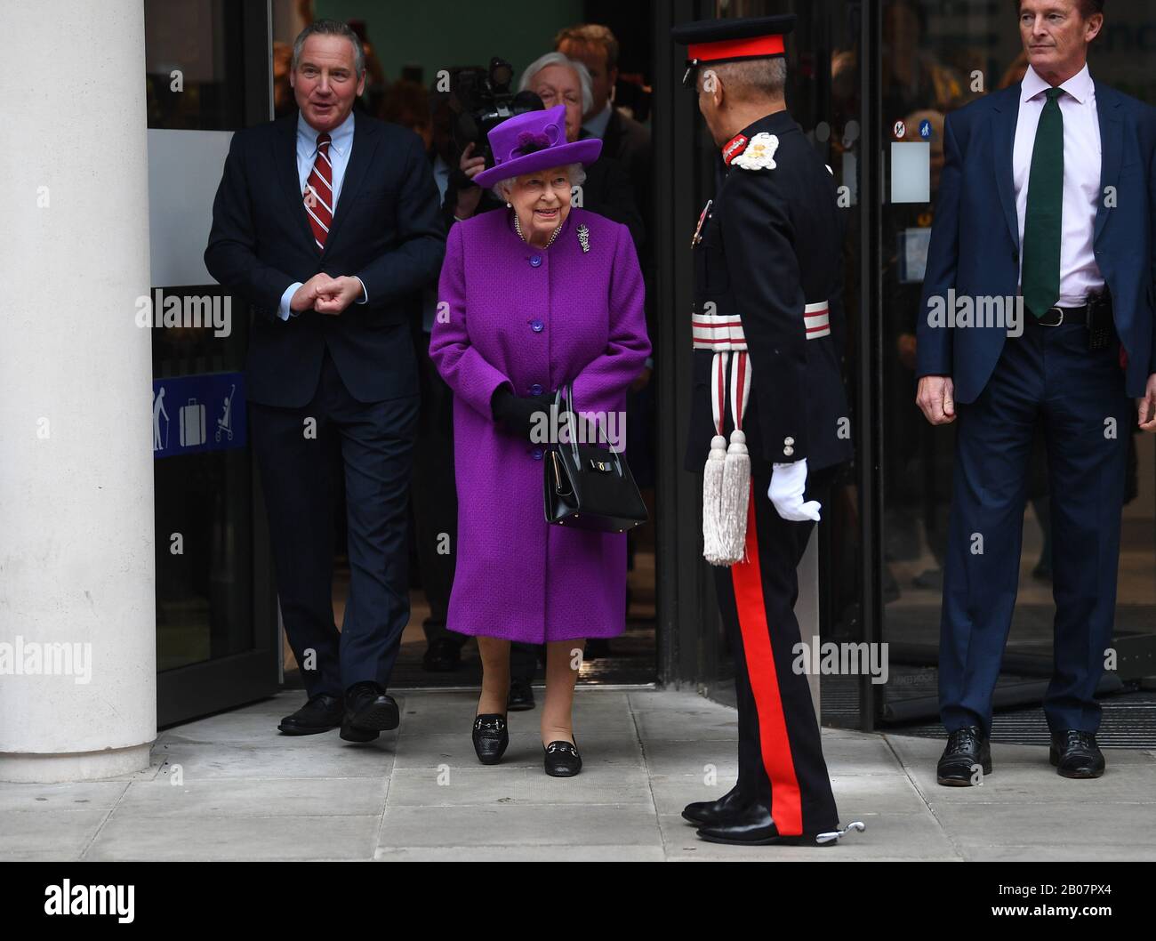 Queen Elizabeth II leaves after officially opening the new premises of the Royal National ENT and Eastman Dental Hospitals in London. PA Photo. Picture date: Wednesday February 19, 2020. See PA story ROYAL Queen. Photo credit should read: Victoria Jones/PA Wire Stock Photo