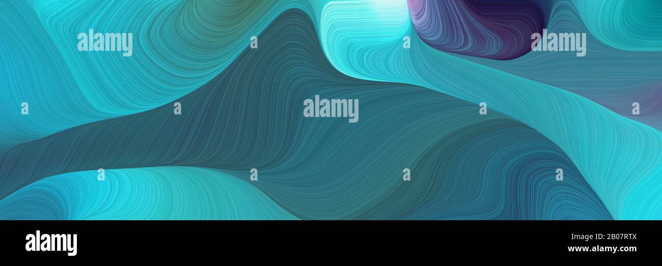 Dynamic Horizontal Banner With Teal Blue Turquoise And Light Sea Green Colors Dynamic Curved Lines With Fluid Flowing Waves And Curves 2B07RTX 