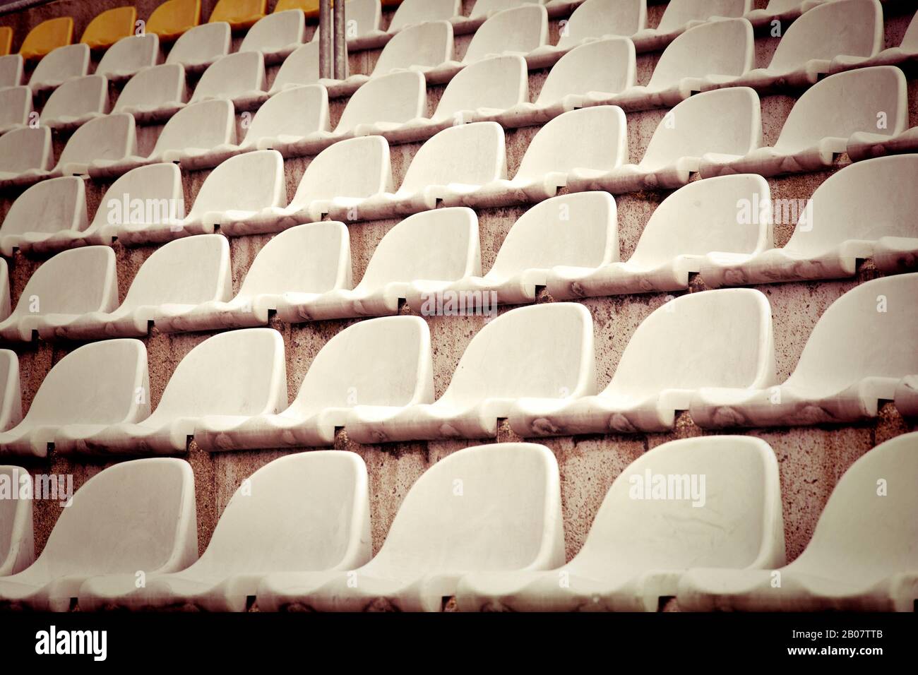 Seats in the stadium stands. Football and sport concept. Stock Photo