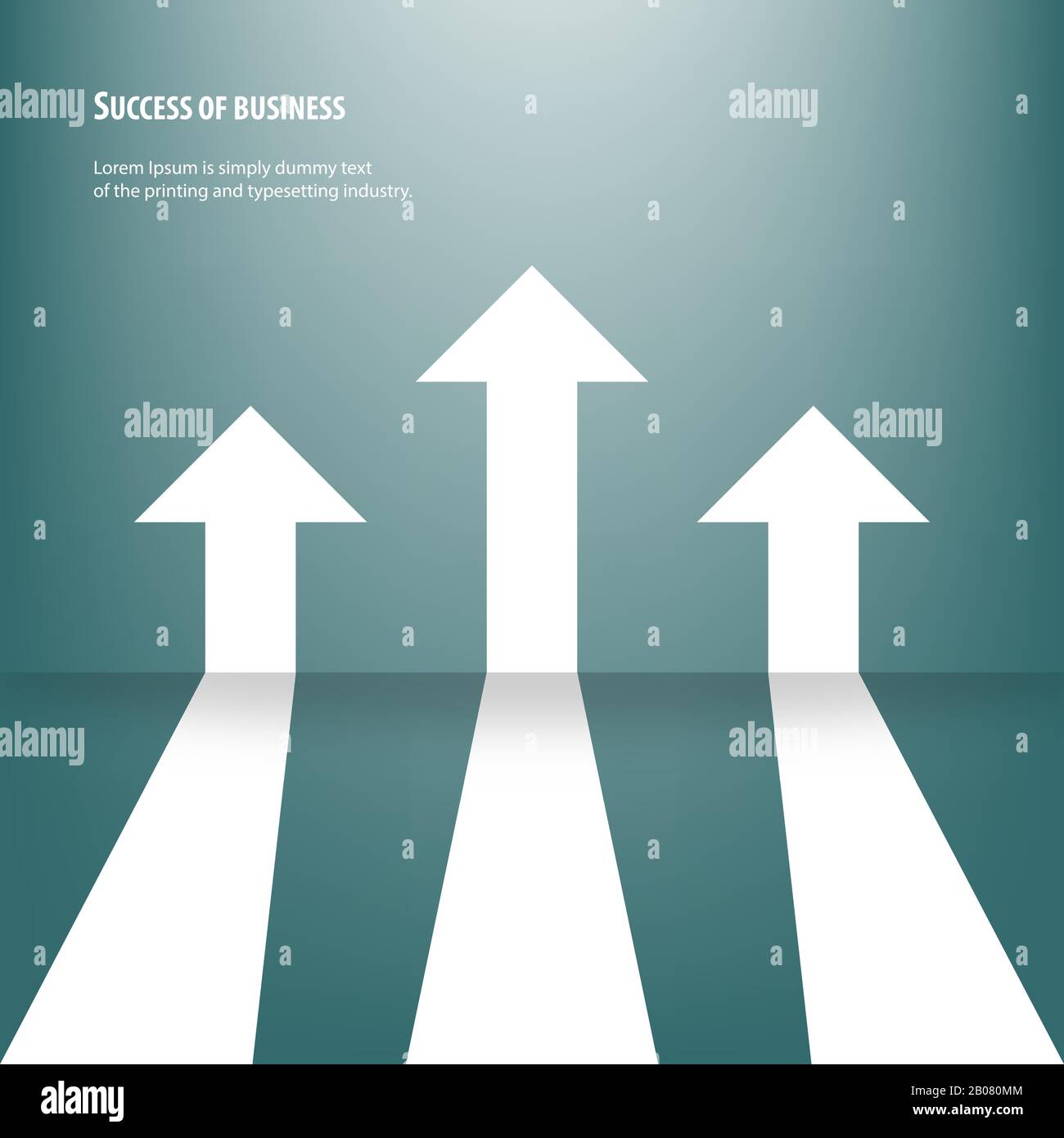 Concept of business target direction to success. Three white arrows are