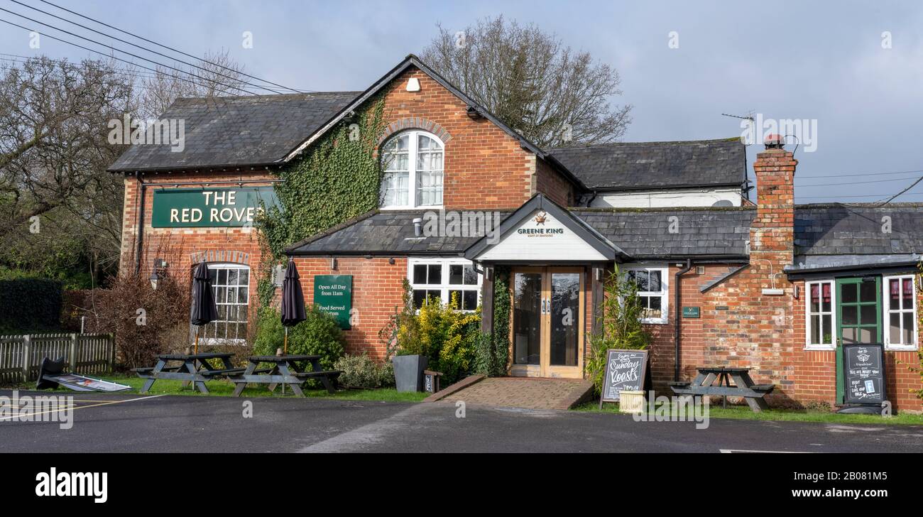 The Red Rover public house - a Greene King public house - Salisbury Road, West Wellow, Hampshire, England, UK Stock Photo