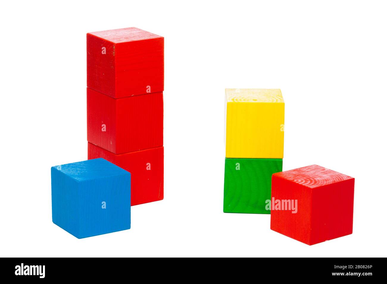 Wooden building blocks isolated on white background Stock Photo - Alamy