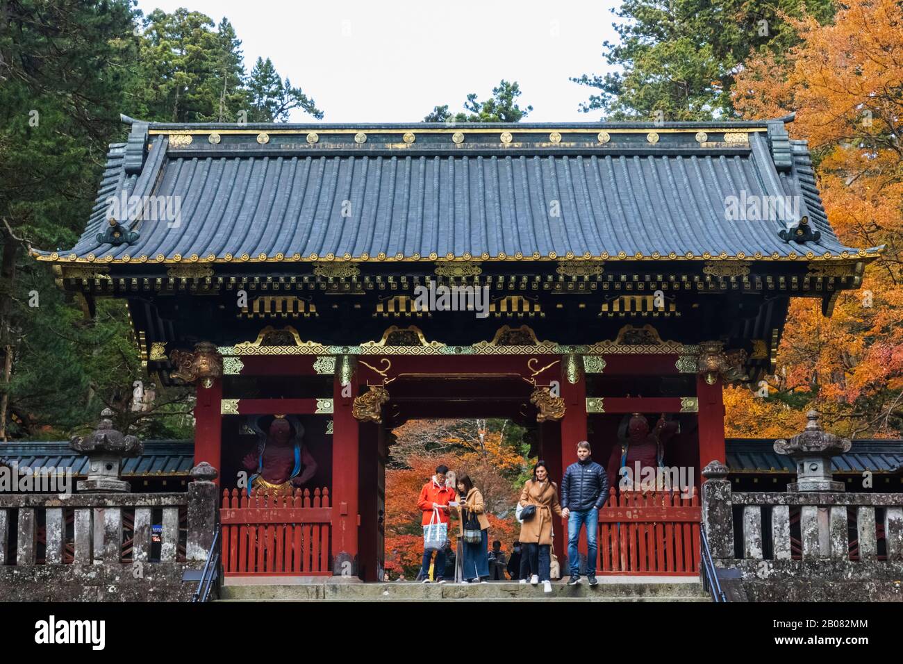 Japan, Honshu, Tochigi Prefecture, Nikko, Rinnoji Temple and Taiyuin Mausoleum, Entrance Gate Stock Photo