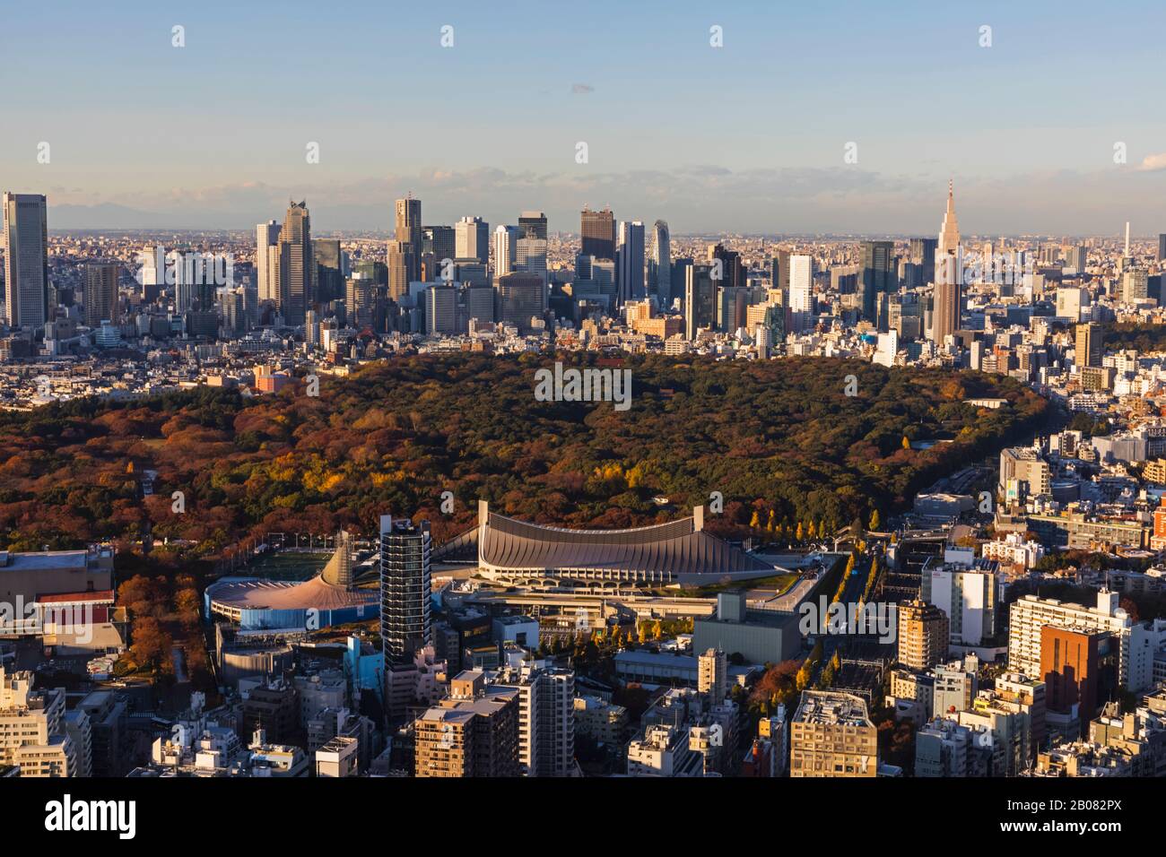 Japan, Honshu, Tokyo, Shibuya, View of Shinjuku Skyline from Shibuya