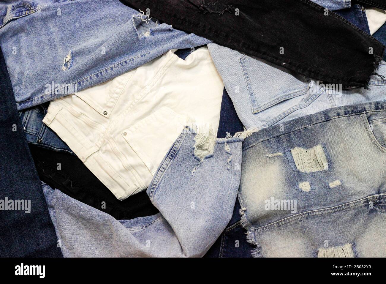 Blue Jeans background high key lighting Stock Photo Alamy