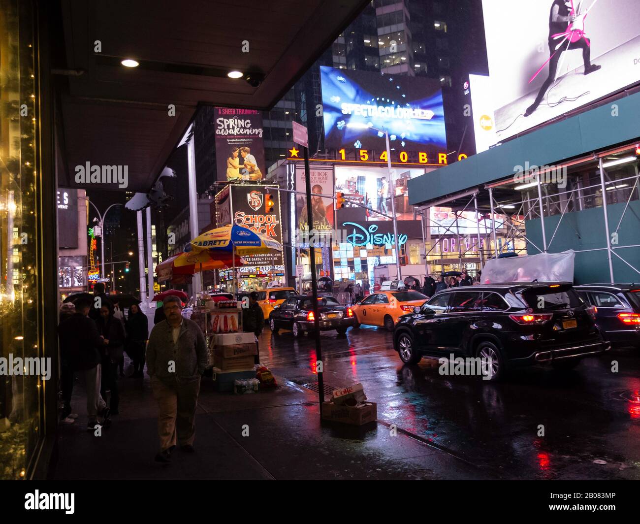 New York City, Candid street scene on a wet night, December, 14, 2015 Stock Photo