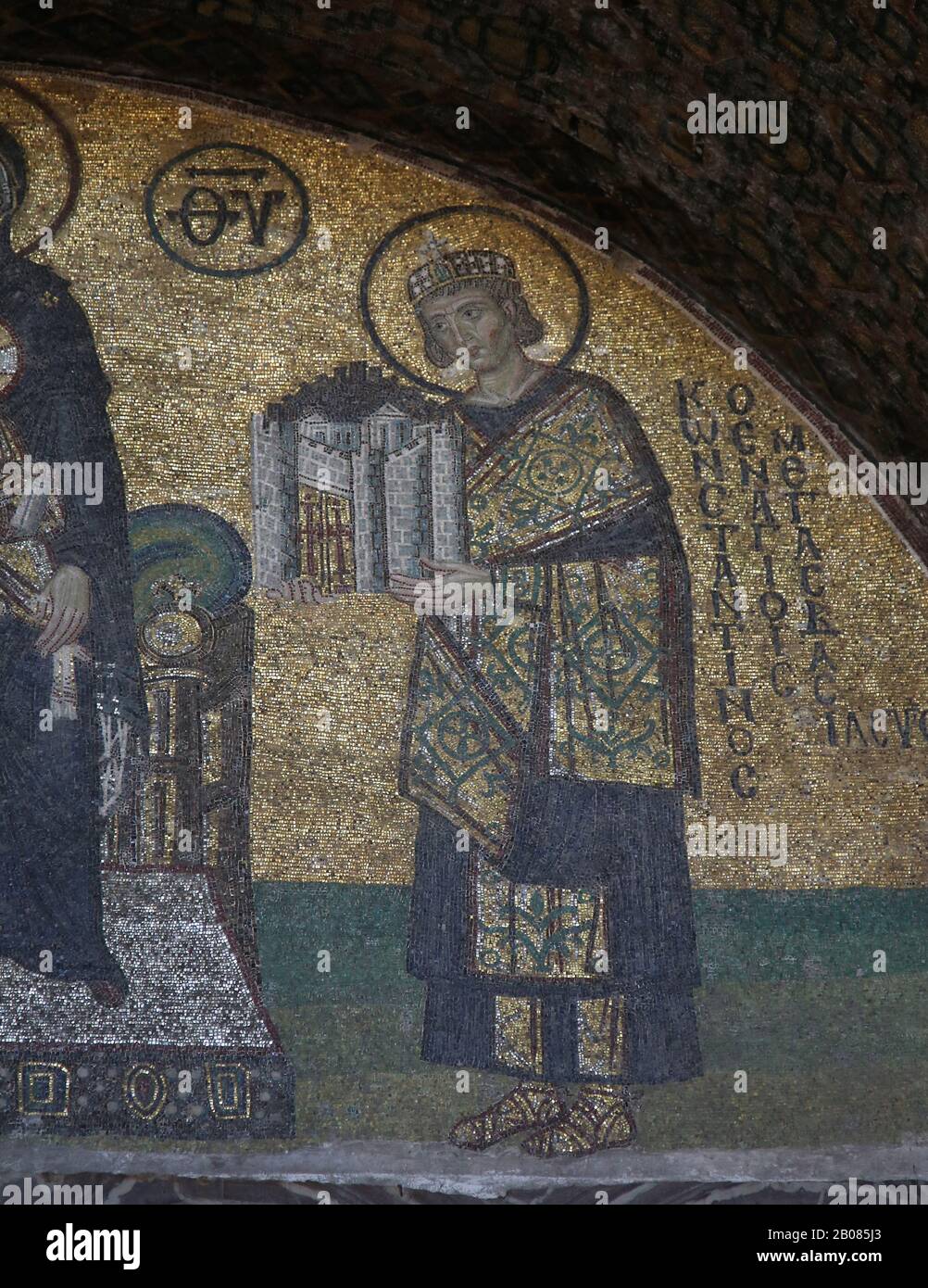 Turkey. Istanbul. Hagia Sofia. Mosaic. Emperor Constantine the Great (272-337). 994. Stock Photo