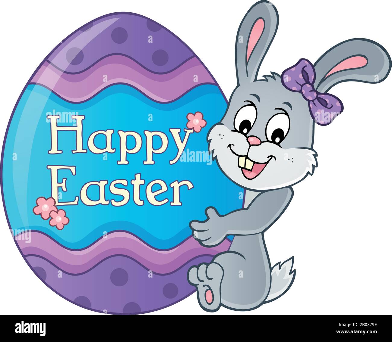 Bunny by big Easter egg topic 1 - eps10 vector illustration Stock ...