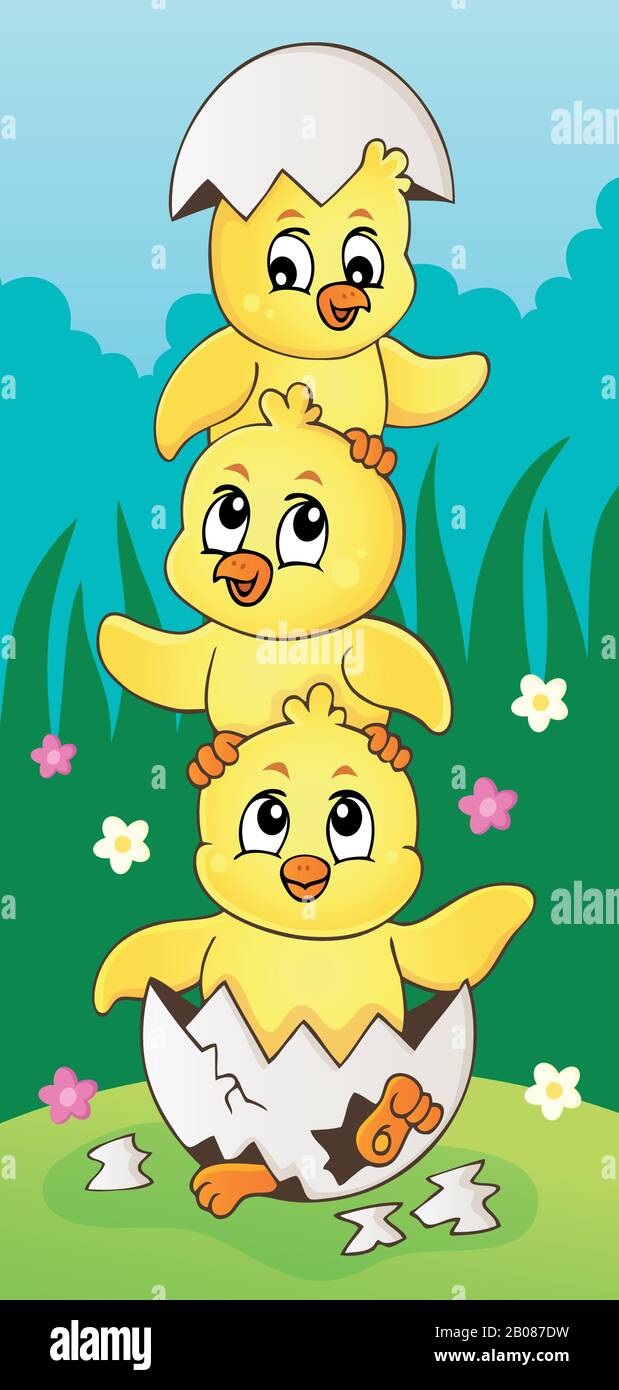 Cute chickens topic image 5 - eps10 vector illustration. Stock Vector