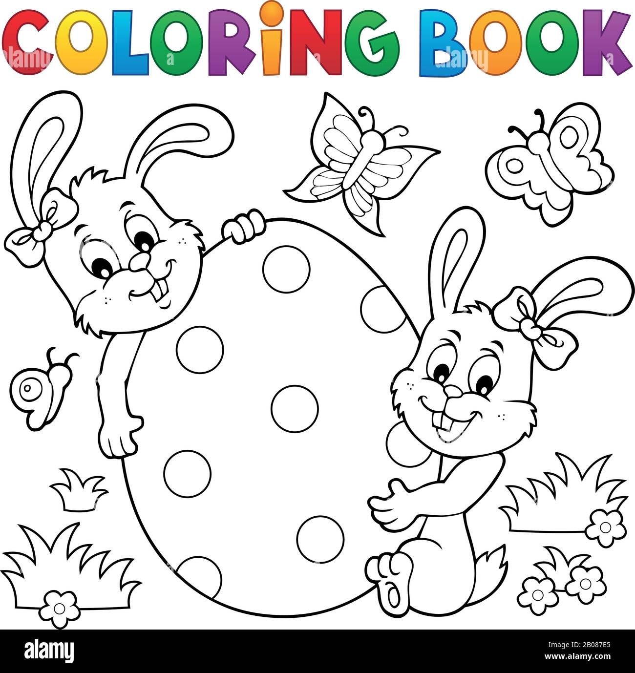 Coloring book Easter egg and rabbits - eps10 vector illustration Stock ...
