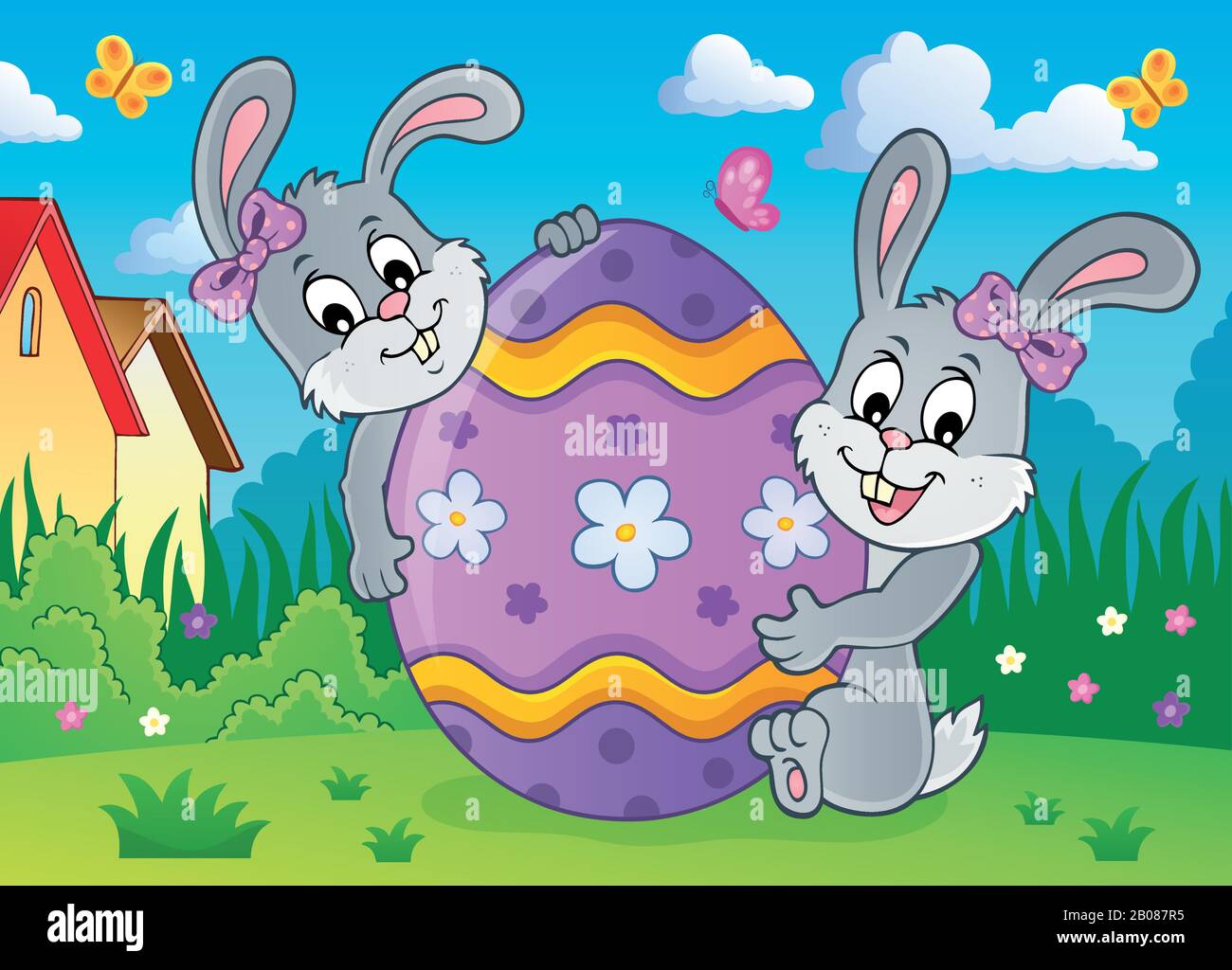 Easter egg and rabbits theme image 2 - eps10 vector illustration Stock ...