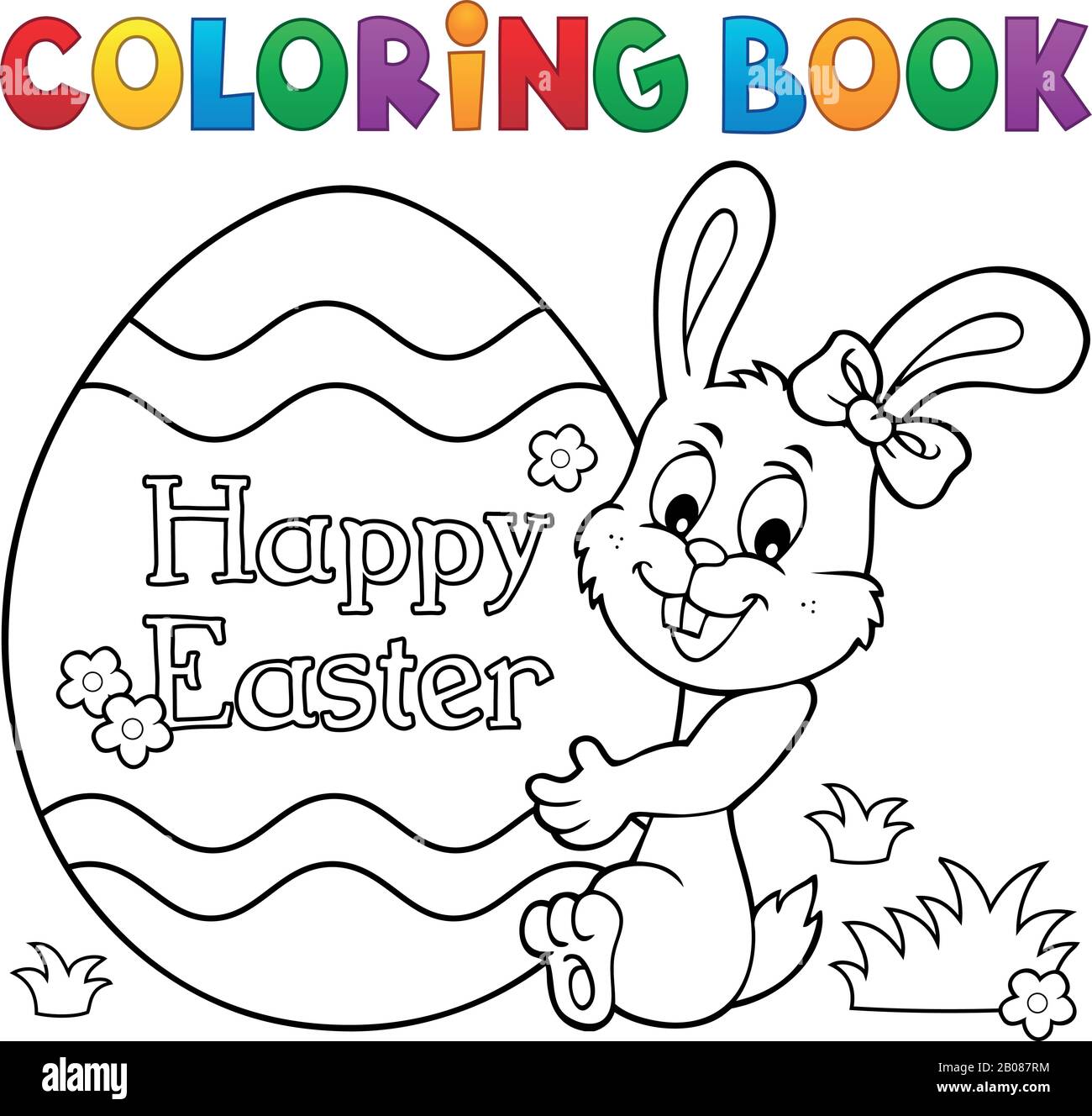 Coloring book Easter egg and bunny 1 - eps10 vector illustration Stock ...