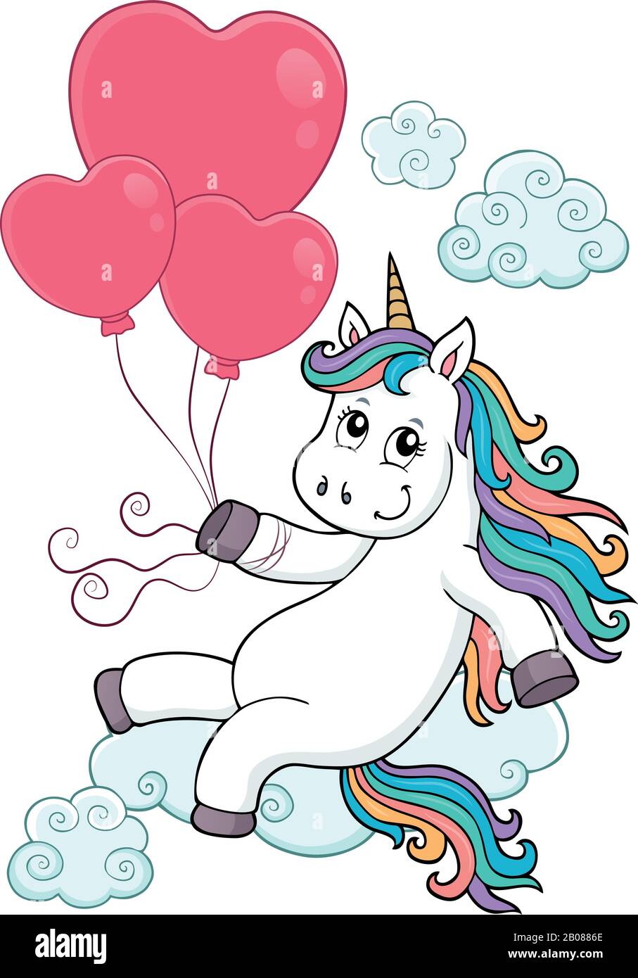 Unicorn with balloons topic image 3 - eps10 vector illustration Stock ...