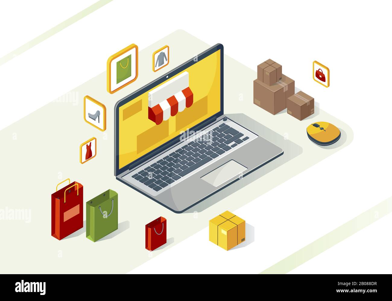 Online shopping isometric vector illustration Stock Vector Image & Art ...