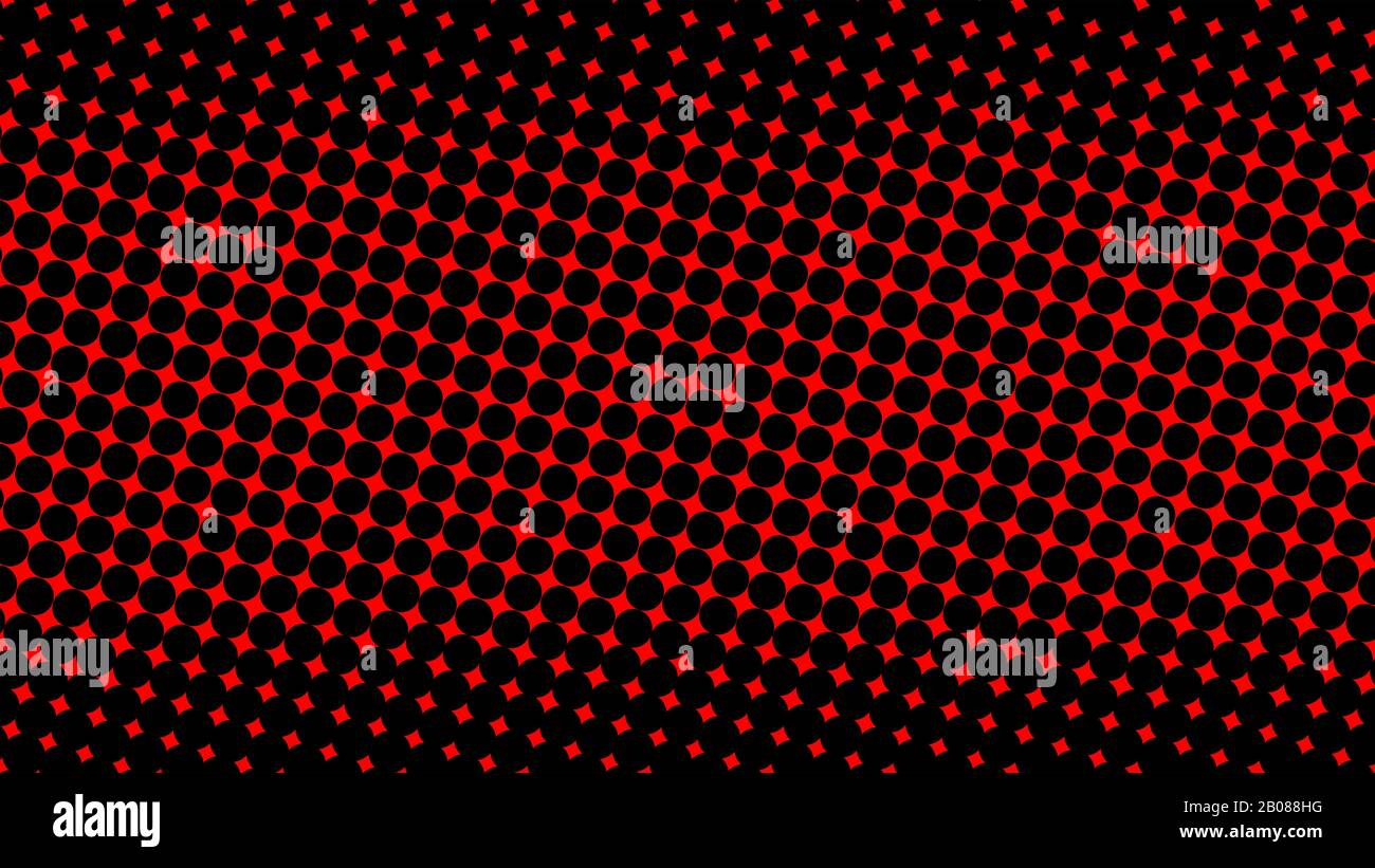 red and black halftone pattern. colorful background and texture. illustration. widescreen ratio. Stock Photo