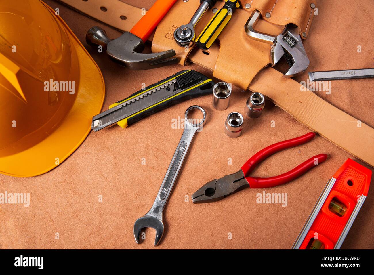 Hand work tools or construction tools top view 024 Stock Photo - Alamy