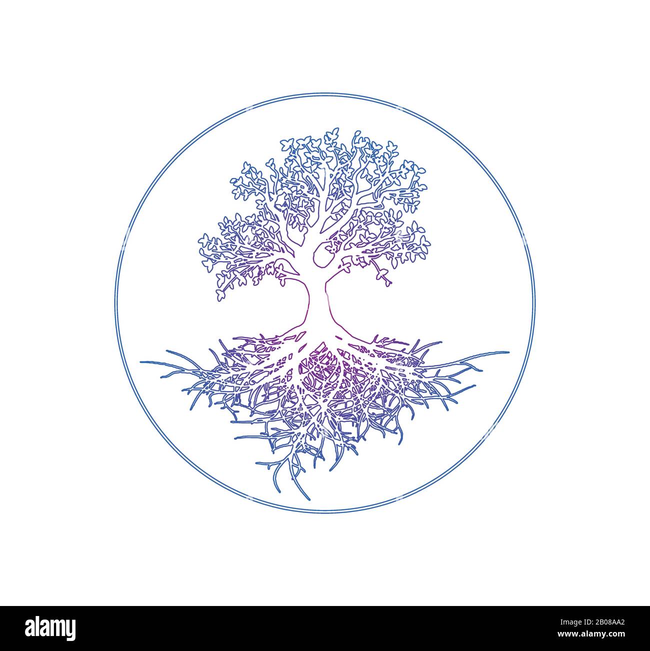 Vector template neon tree of life with roots Stock Vector Image & Art ...