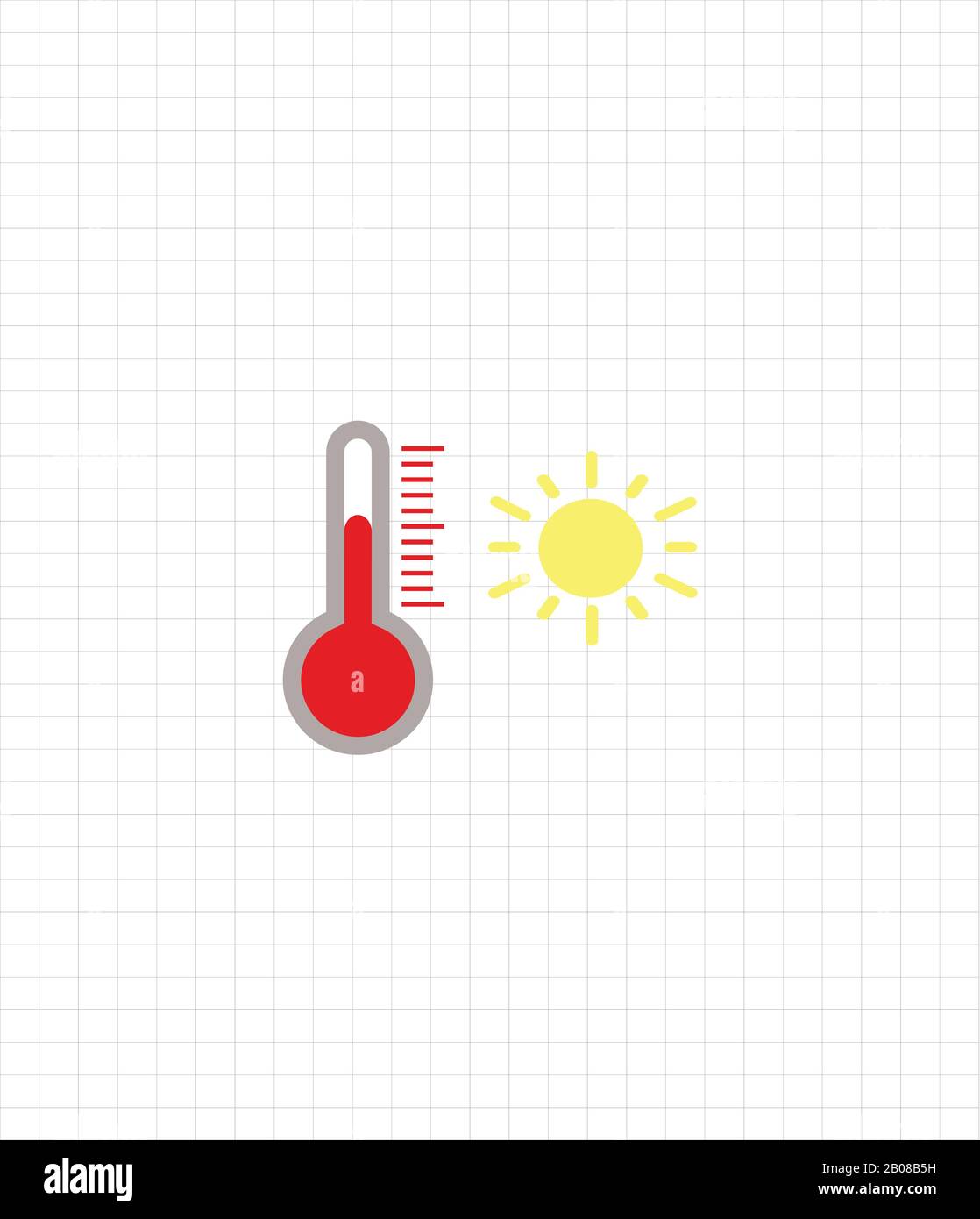 Thermometer vector icon - hot temperature. Weather forecast flat design Stock Vector