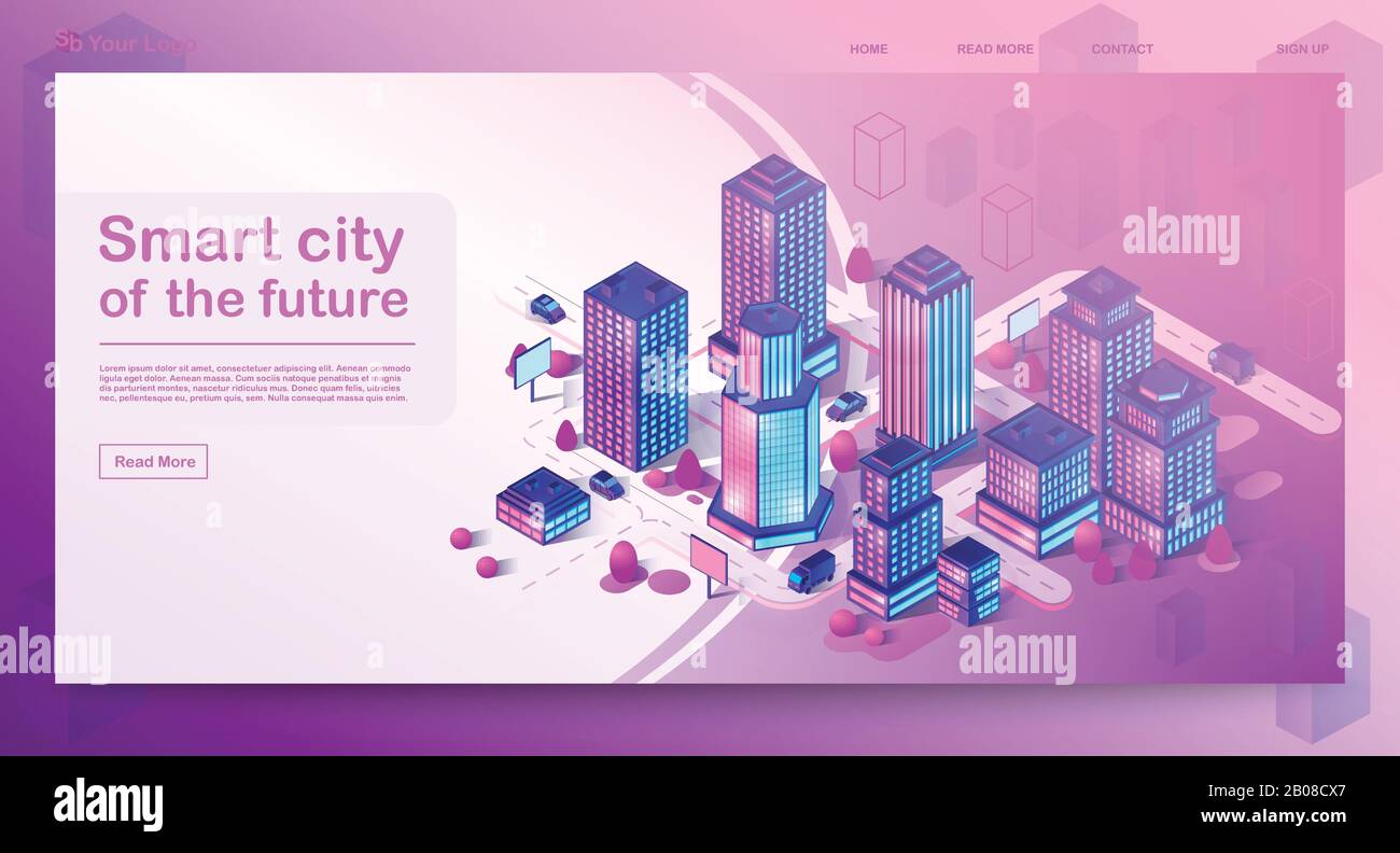 Smart city isometric architecture concept Stock Vector