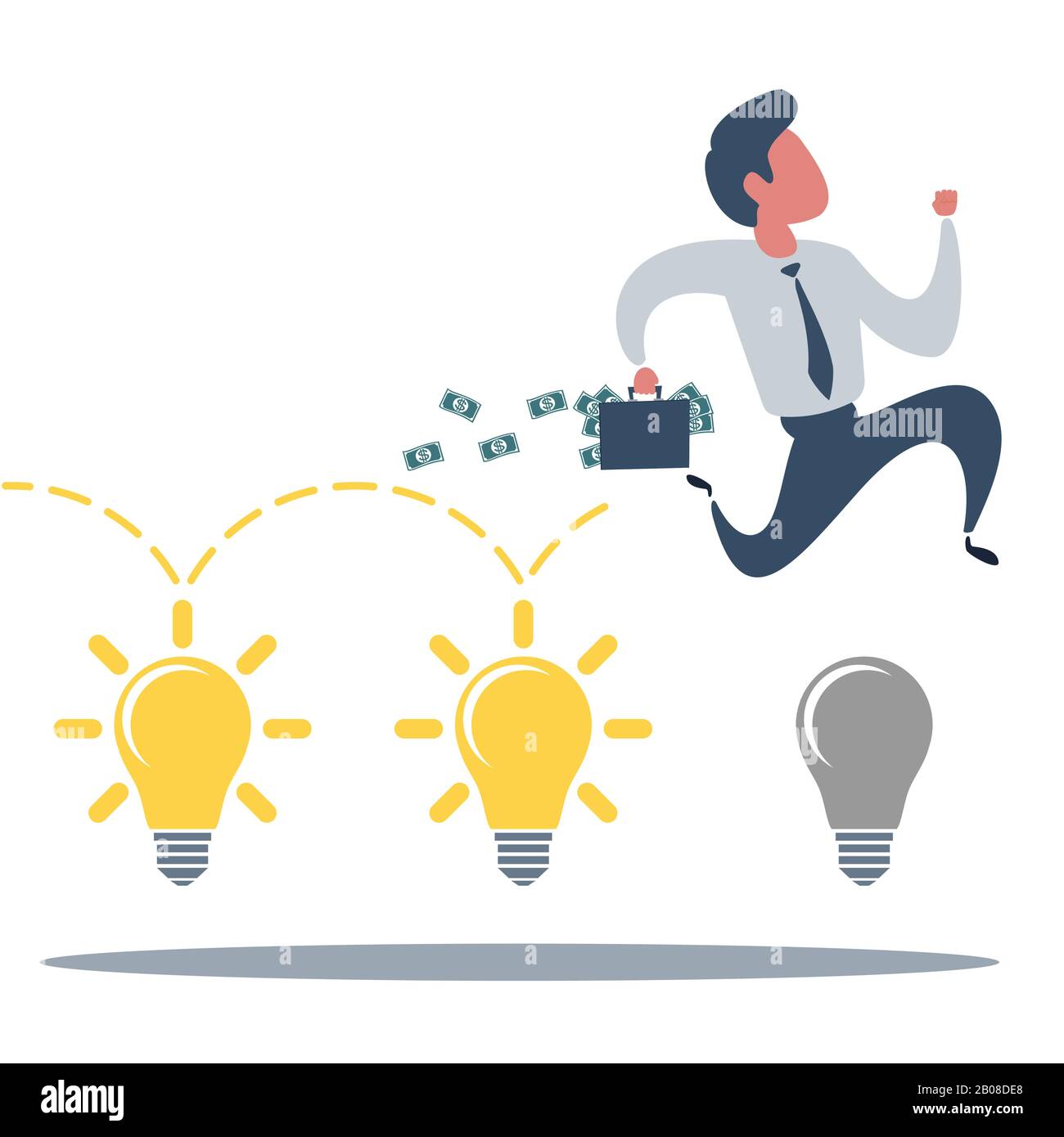 brainstorming businessman turning lights on Stock Vector