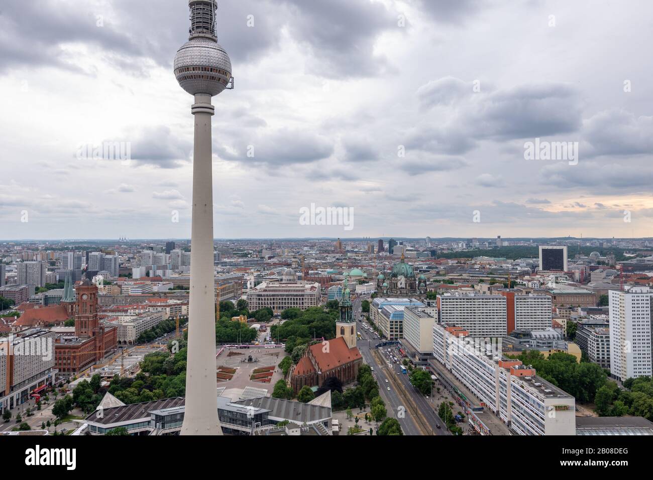 The famous TV tower at Alexanderplatz and dramatic clouds Berlin