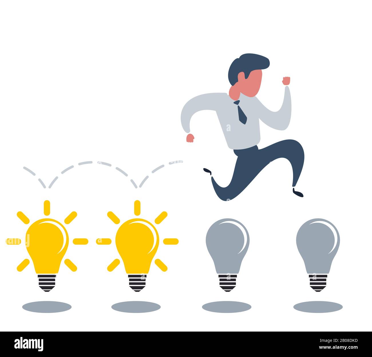 brainstorming businessman turning lights on Stock Vector