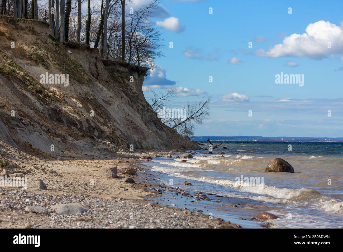 The Brodtener Ufer on the Baltic Sea near Lübeck Travemünde. The natural beach is a paradise for stone collectors. Stock Photo