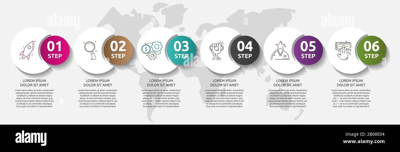 Vector template circle infographics. Business concept with 6 options ...