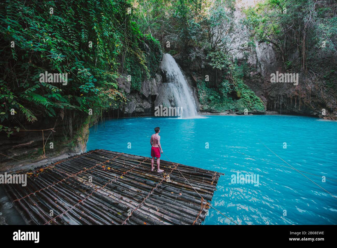 The azure Kawasan waterfall in cebu. The maining attraction on the ...