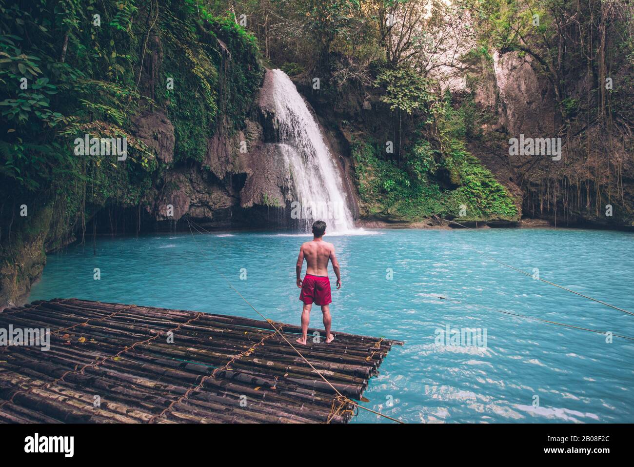 The azure Kawasan waterfall in cebu. The maining attraction on the ...