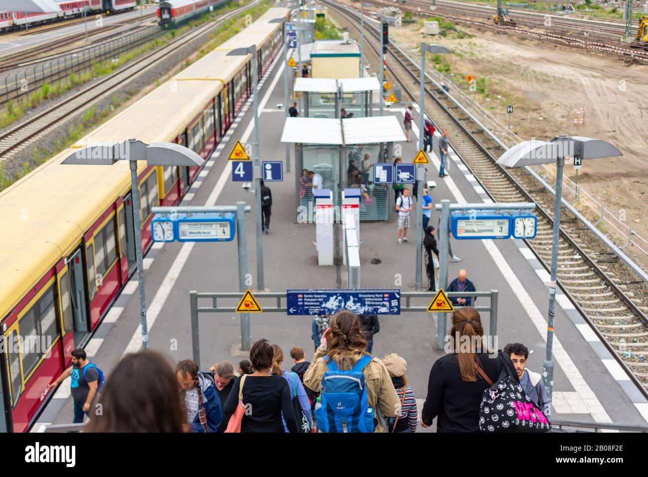The S-Bahn in Berlin with a network of trains that take commuters all around the city every day. Stock Photo