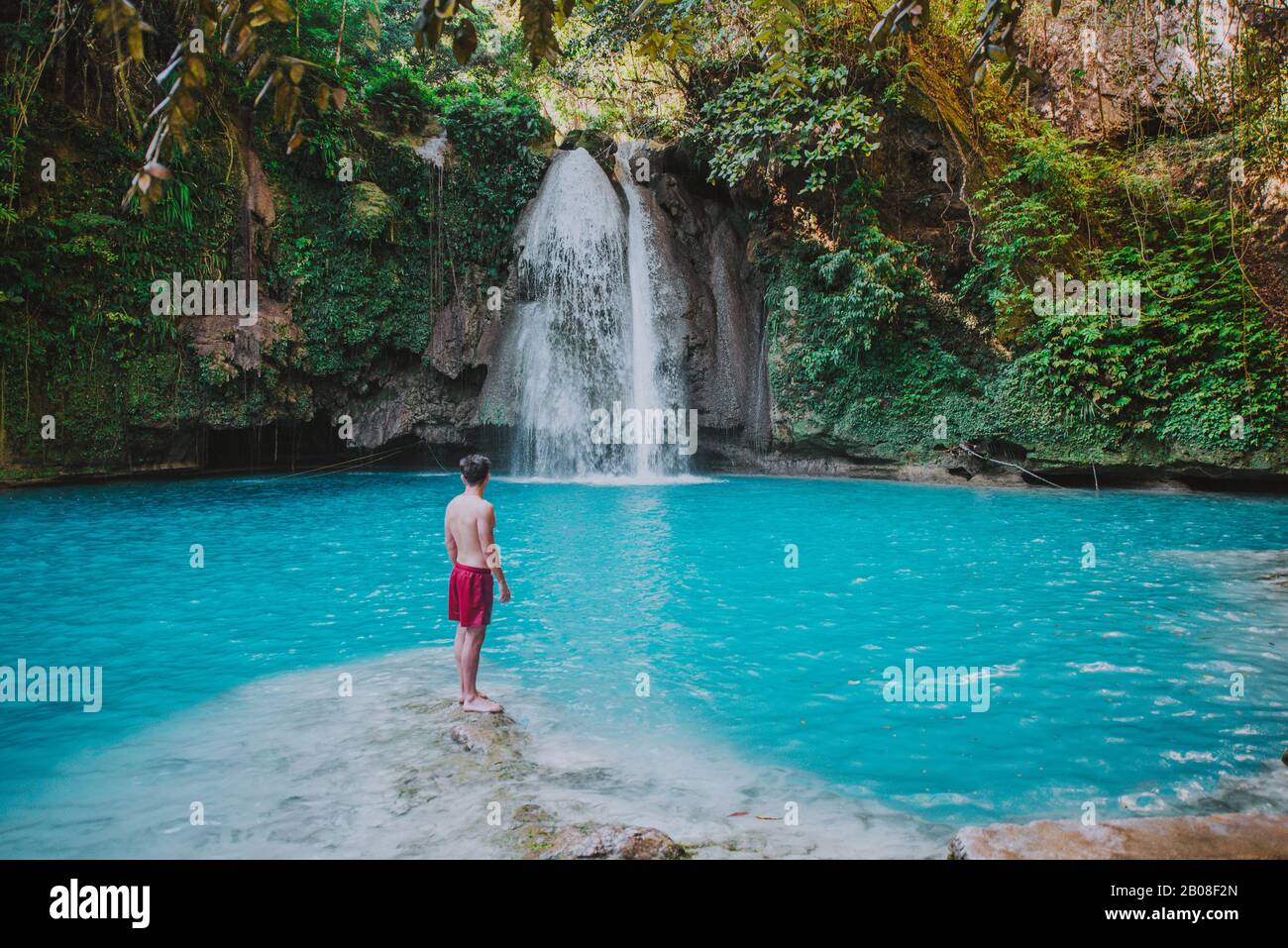 The azure Kawasan waterfall in cebu. The maining attraction on the ...