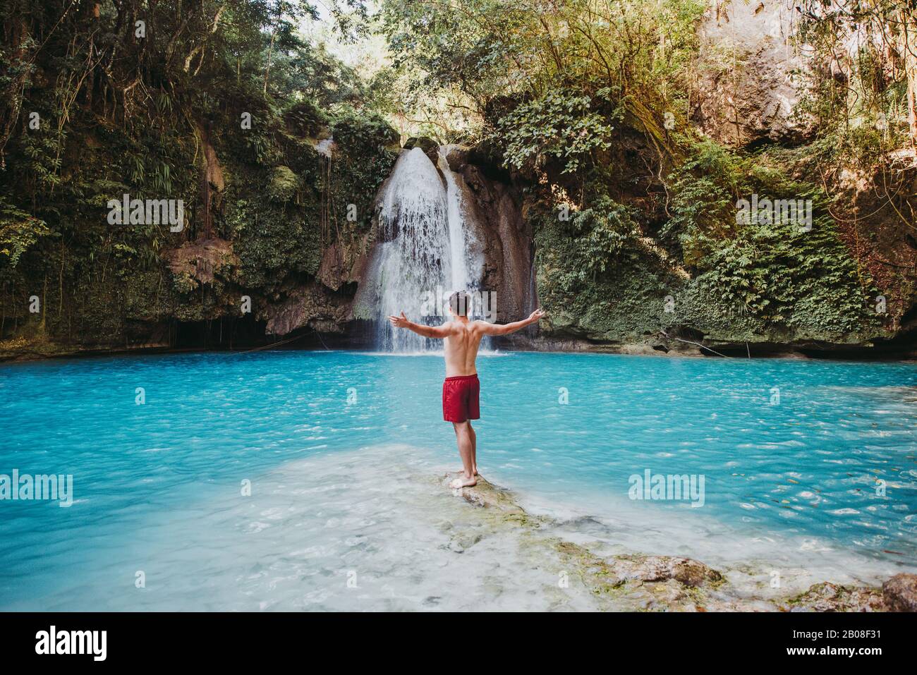 The azure Kawasan waterfall in cebu. The maining attraction on the ...