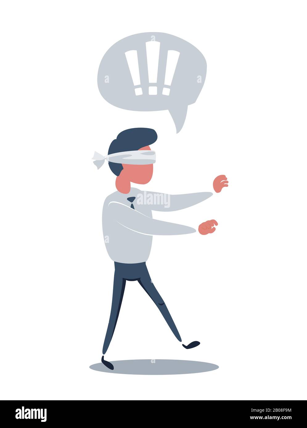 Stock Illustration - Blindfolded person trying to write