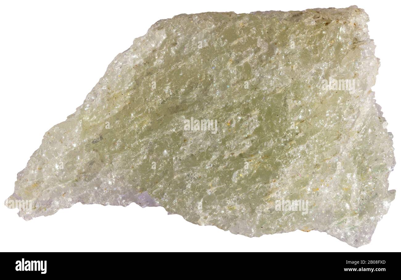 Moldavite, Ural, Russia Moldavite (Czech: Vltavín) is a forest green, olive green or blue greenish vitreous silica projectile rock formed by a meteori Stock Photo