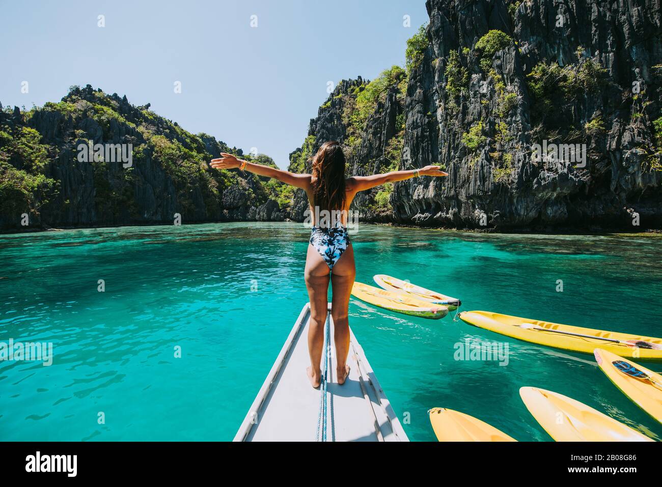 Beautiful woman enjoy the time at the lagoon in Coron, philippines. concept  about tropical wanderlust traveling Stock Photo - Alamy