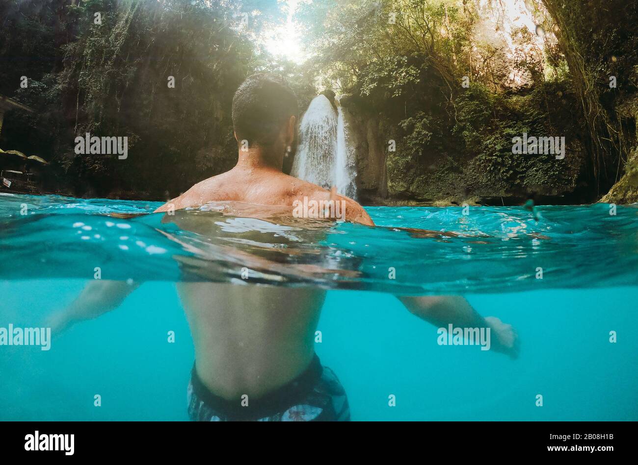 The azure Kawasan waterfall in cebu. The maining attraction on the ...