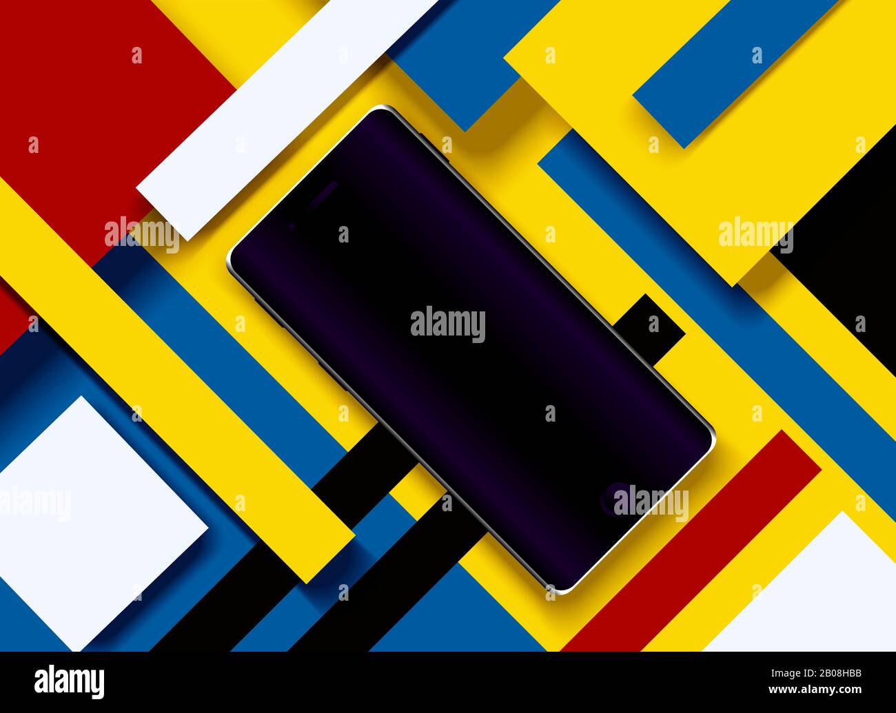 Black cell phone on an abstract background Stock Vector