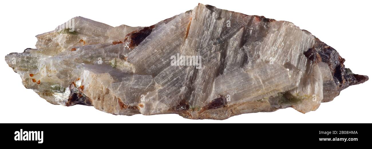 Parawollastonite, Amphibole, Willsboro, New York Parawollastonite is a wollastonite polytype, consisting of calcium silicate dimorphous with wollaston Stock Photo