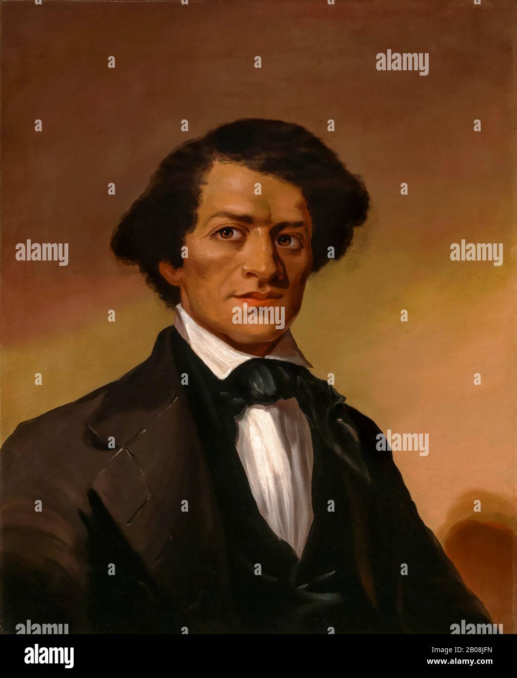 Frederick Douglass (1818-1895), Slave Trade Abolitionist, portrait painting by unknown artist, circa 1844 Stock Photo