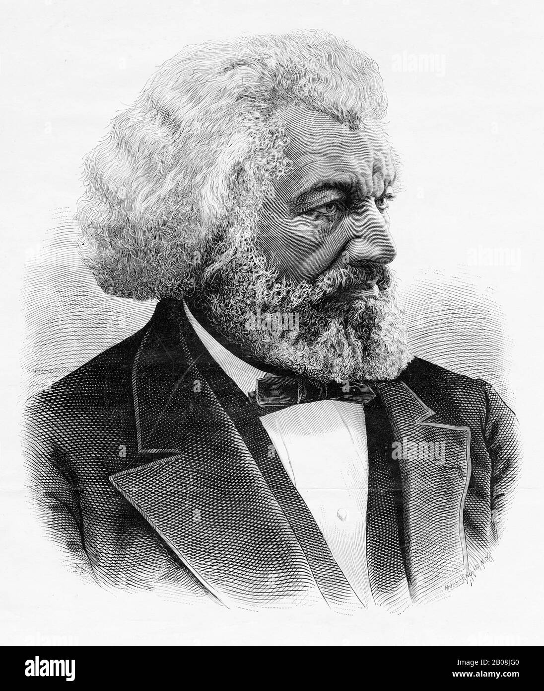 Frederick Douglass (1818-1895), anti slavery movement, abolitionist, portrait print by unknown artist, 1884 Stock Photo
