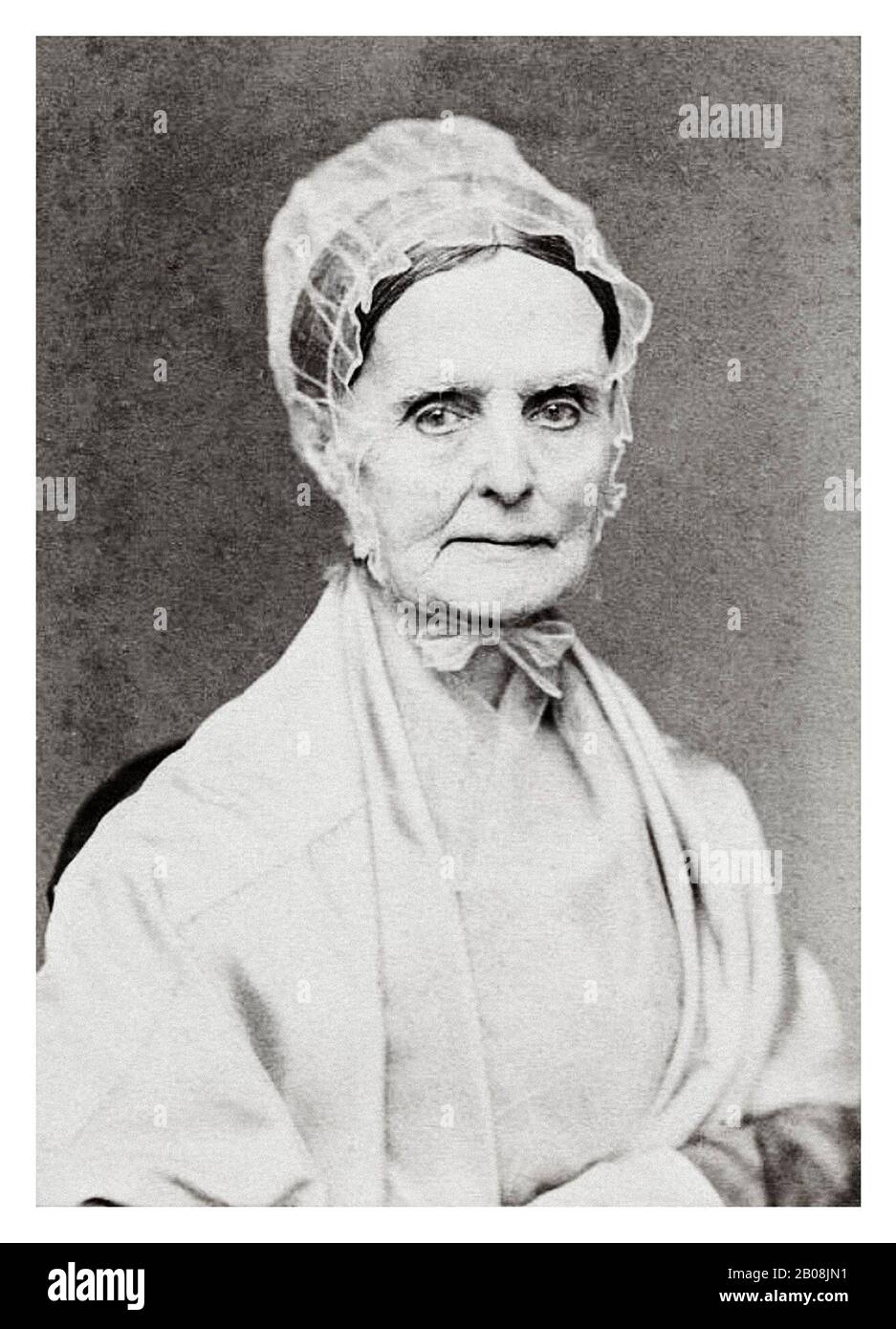 Lucretia Coffin Mott (1793-1880), Women's civil rights campaigner, abolitionist, portrait photograph by Frederick Gutekunst, circa 1865 Stock Photo